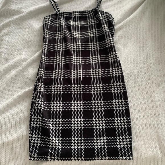 Navy Blue Plaid Dress - Picture 1 of 3